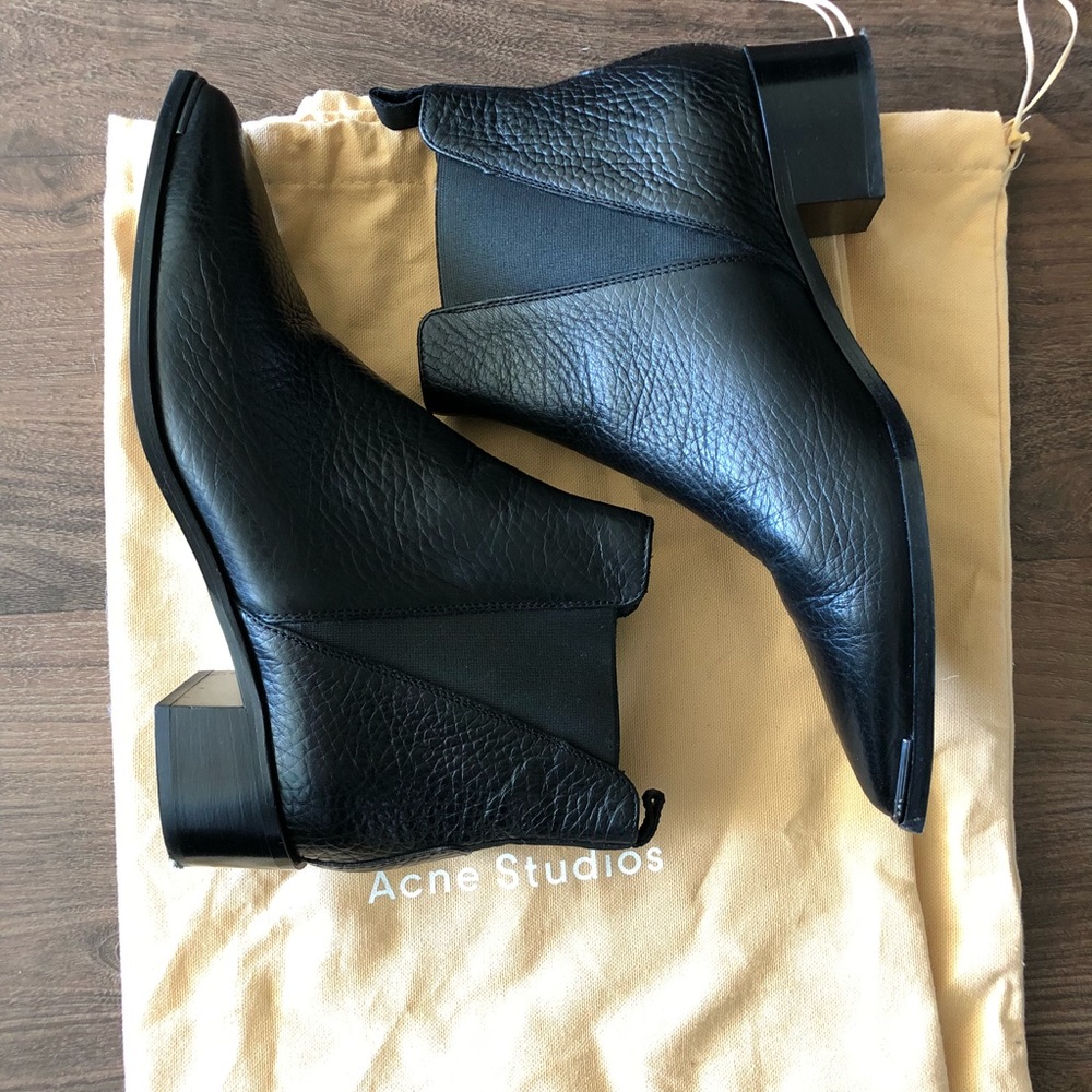 Acne Jensen boots black leather grain